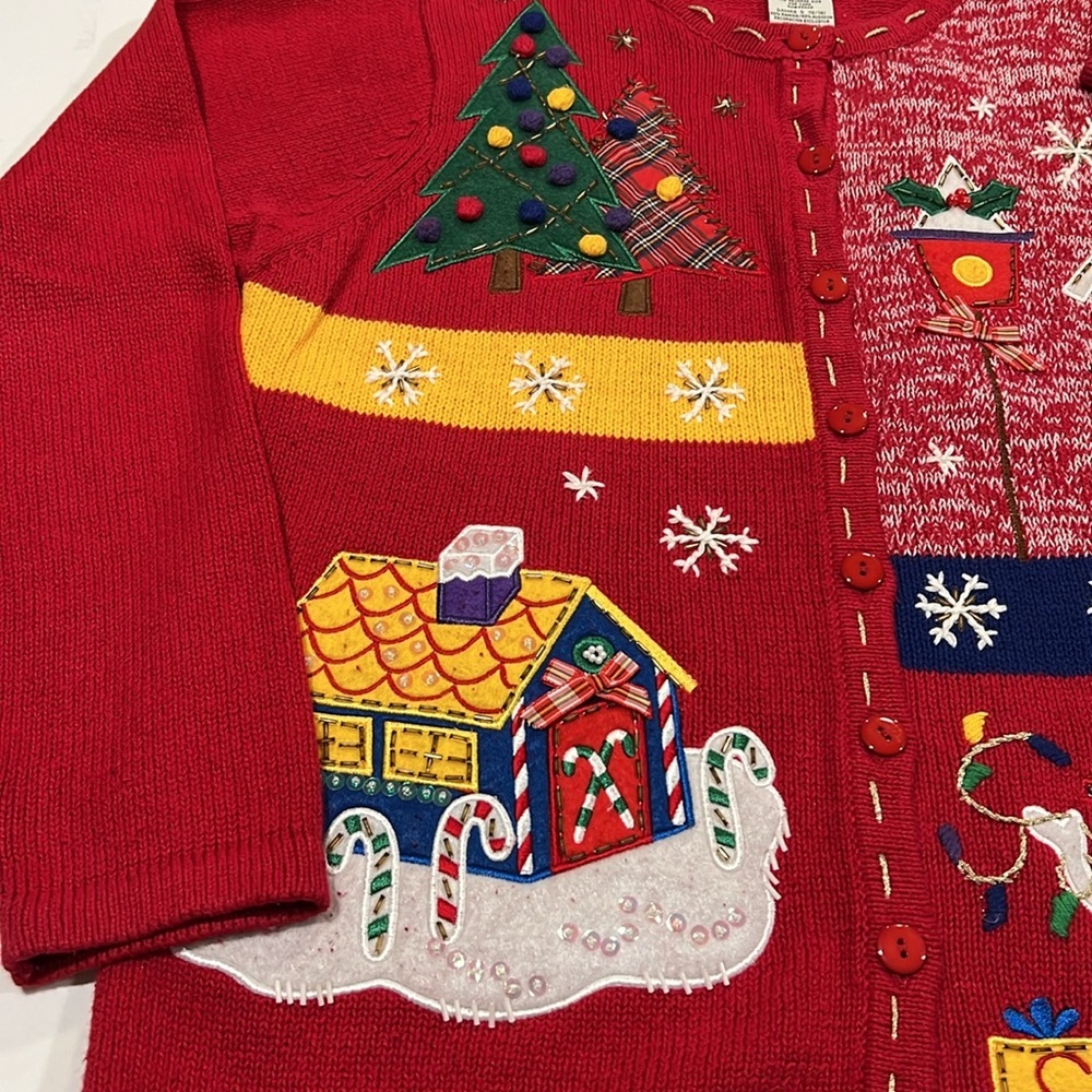 White Stag - L, red/blue, holiday, snowman sweater - Picture 3 of 11